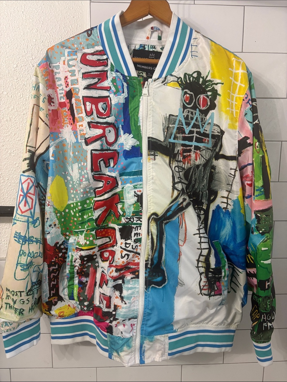 Members Only Multicolor and  Jean-Michel Basquiat collab  Bomber Jacket